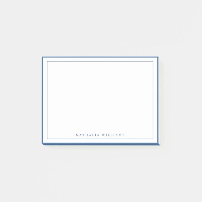 Simple Basic Navy Blue Border Stationery Post-it Notes (Front)