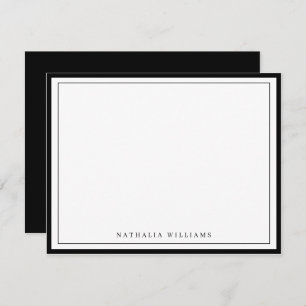 Simple Basic Personalise Black Border Stationery Card