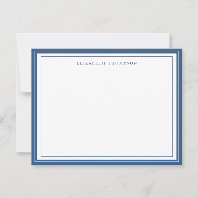Simple Basic Personalised Light Navy Blue Border Card (Front)