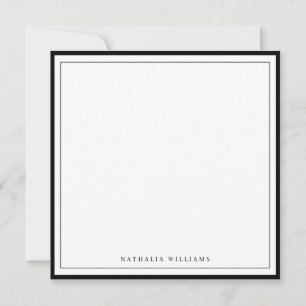 Simple Basic Personalize Black Border Stationery Card