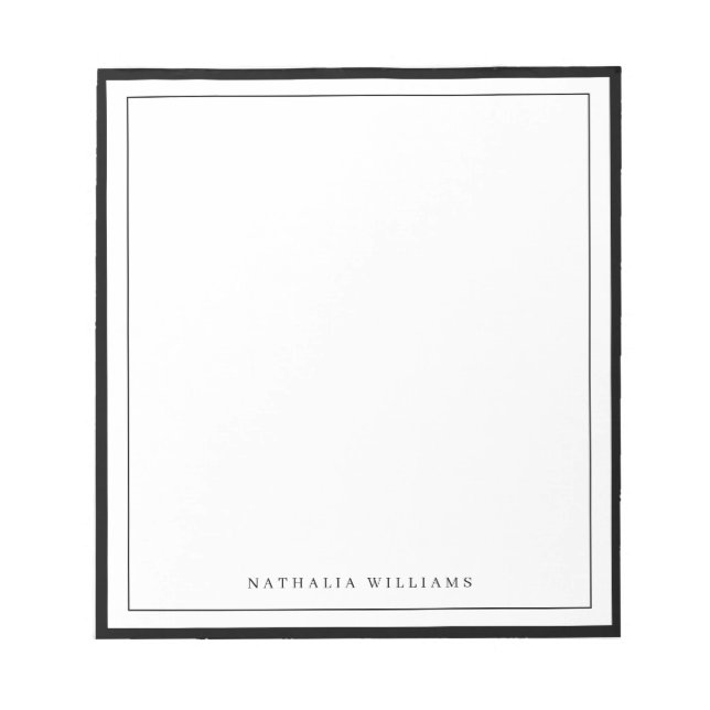 Simple Basic Personalize Black Border Stationery Notepad (Front)