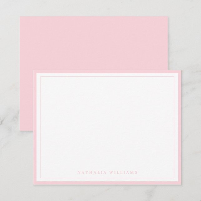 Simple Basic Pink Border Stationery Card (Front/Back)