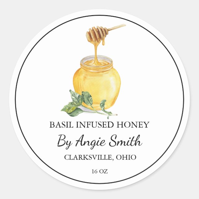 Simple Basil Infused Honey Label (Front)