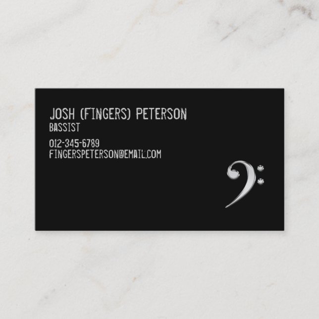 Simple Bass Clef Bassist Business Card (Front)