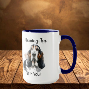 Simple Basset Morning Tea Brown Personalise Mug
