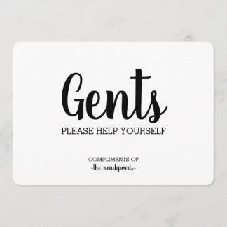 Simple Bathroom Basket Sign-Gents Invitation