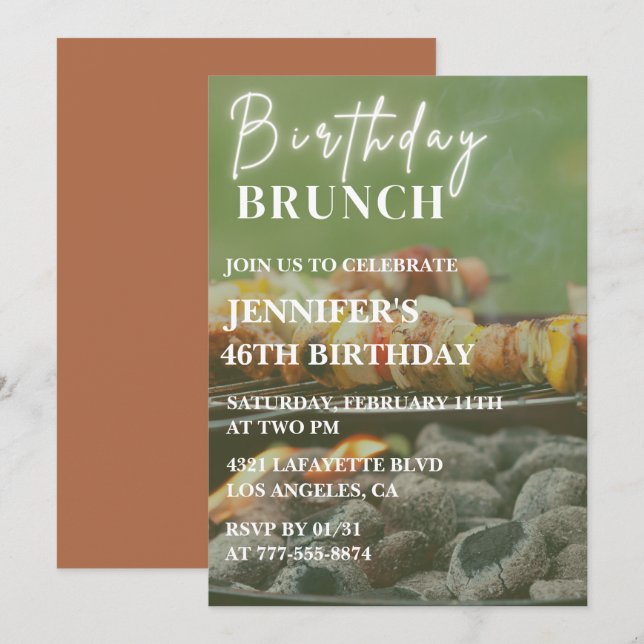 Simple Bbq Backyard 46th birthday invitations  (Front/Back)