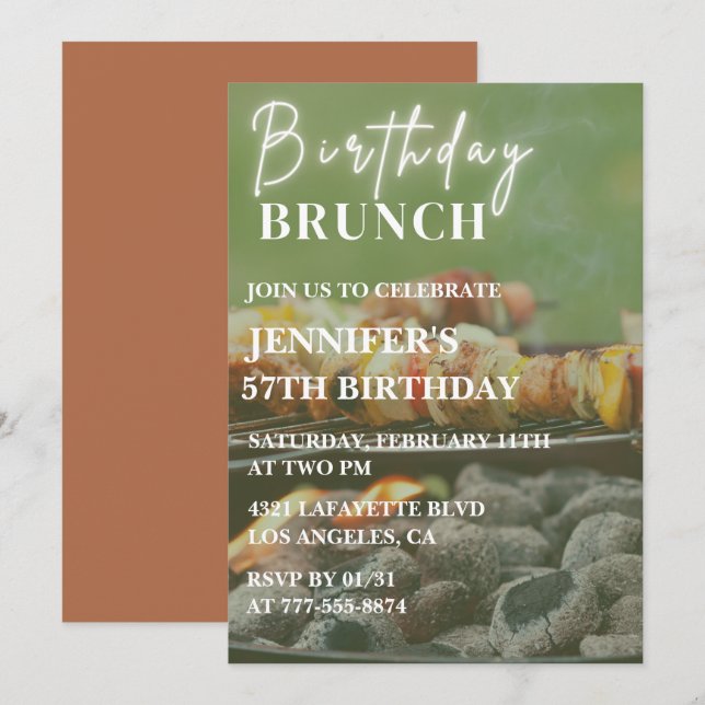 Simple Bbq Backyard 57th birthday invitations  (Front/Back)