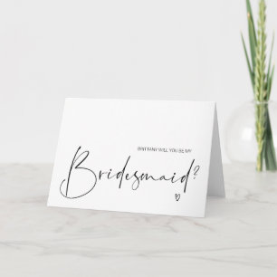 Simple Be My Bridesmaid Proposal Wedding Card