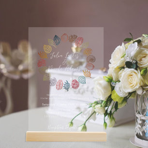 Simple Beach Blue Ocean Seashell Wedding Acrylic Invitations