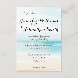 Simple beach destination wedding invitations
