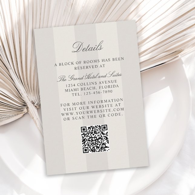 Simple Beach Sand Cabana Stripes Wedding Details Enclosure Card (Creator Uploaded)