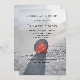 Simple Beach Seashell Celebration Of Life   Invitation
