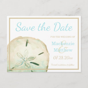 Simple Beach Themed Save the Date Announcement Postcard
