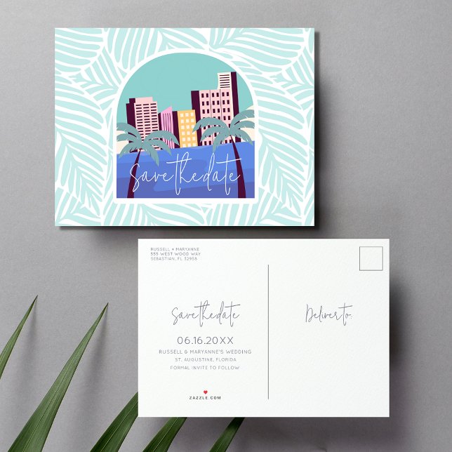 Simple Beach Wedding Budget Save the Date Announcement Postcard (Creator Uploaded)