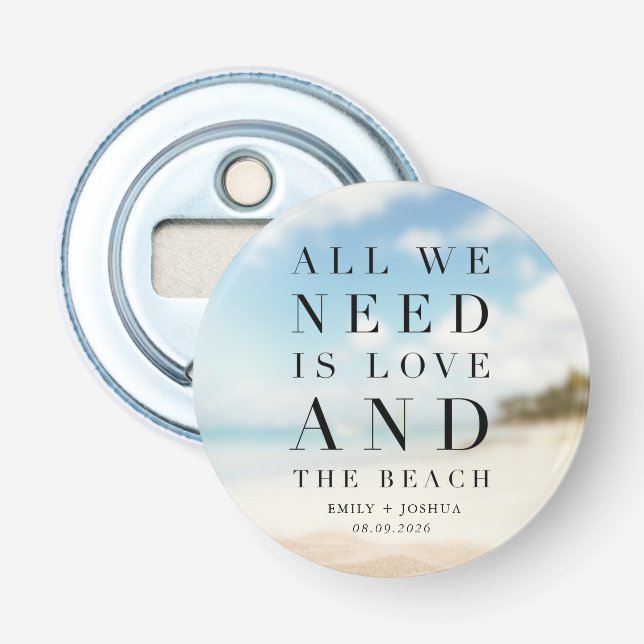 Simple Beach Wedding Favour Bottle Opener (Front)