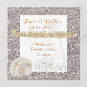 SIMPLE Beach Wedding Invitations Crystal Sand