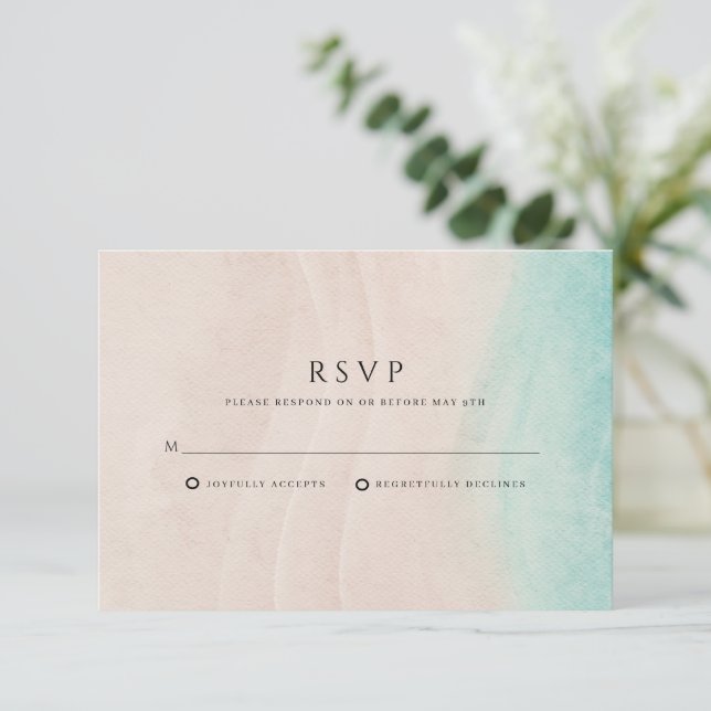Simple Beach Wedding RSVP Card (Standing Front)