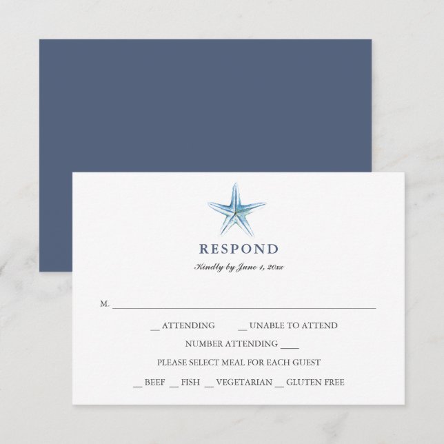 Simple Beach Wedding RSVP Cards (Front/Back)