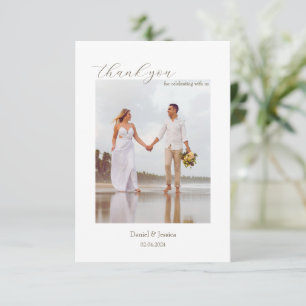 Simple Beach Wedding Thank You Card With Photo