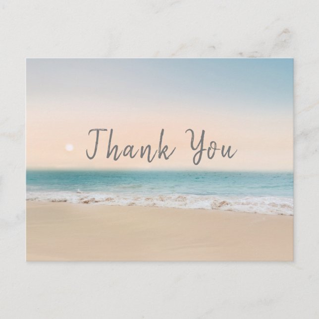 Simple  Beach Wedding Thank You Postcard (Front)