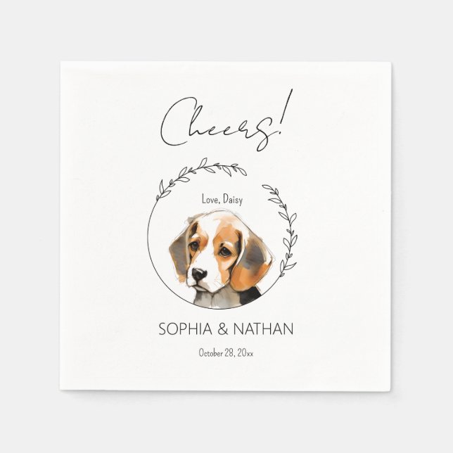Simple Beagle Dog Wedding Cocktail Napkins (Front)