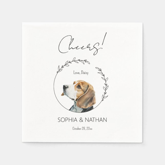 Simple Beagle Dog Wedding Cocktail Napkins (Front)