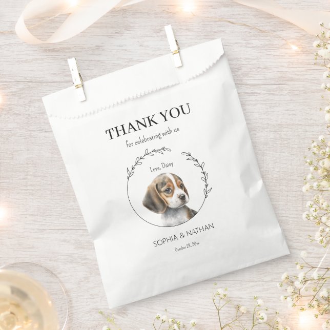 Simple Beagle Dog Wedding Thank You Favour Bag (Clipped)