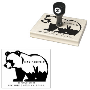 Simple bear Professional  Bold Botanical Wreath  Rubber Stamp