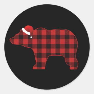 Simple Bear Silhouette Buffalo Christmas Holiday Classic Round Sticker