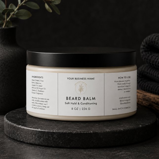 Simple Beard Balm Logo Jar Cosmetic Label (Creator Uploaded)