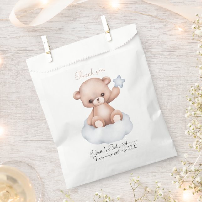 Simple Bearly Baby Shower Favour Bag (Clipped)