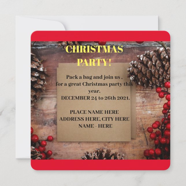 SIMPLE & BEAUTIFUL CHRISTMAS PARTY INVITATION CARS (Front)