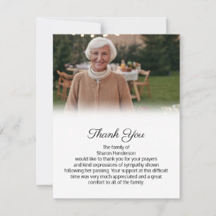 Simple Beautiful Photo Funeral Thank You  Card