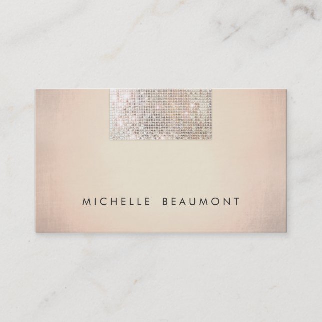 Simple Beauty and Fashion Chic Copper Faux Sequin Business Card (Front)