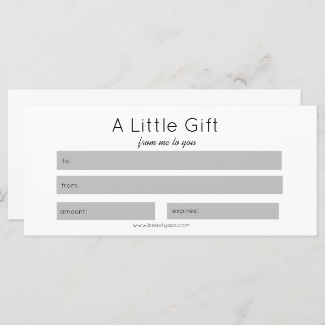 Simple Beauty Salon Makeup Custom Gift Certificate (Front/Back)