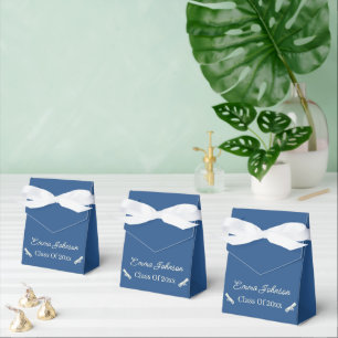 Simple Beige And Blue Customised Graduation Favour Box