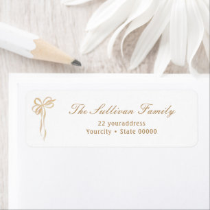 Simple beige bow return address label