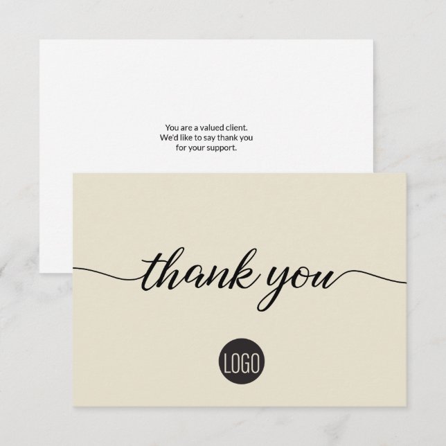 Simple Beige Business Customer Appreciation Thank You Card (Front/Back)