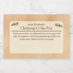Simple Beige Christmas Baking Mix Gift Food Label