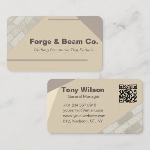 Simple Beige Concrete Bricks Wall Construction  Business Card