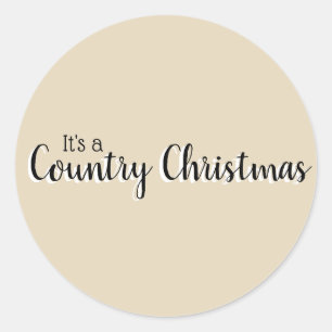 Simple Beige Country Christmas Classic Round Sticker