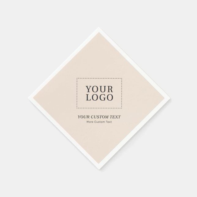 Simple Beige Custom Business Logo Promotional Napkin (Corner)