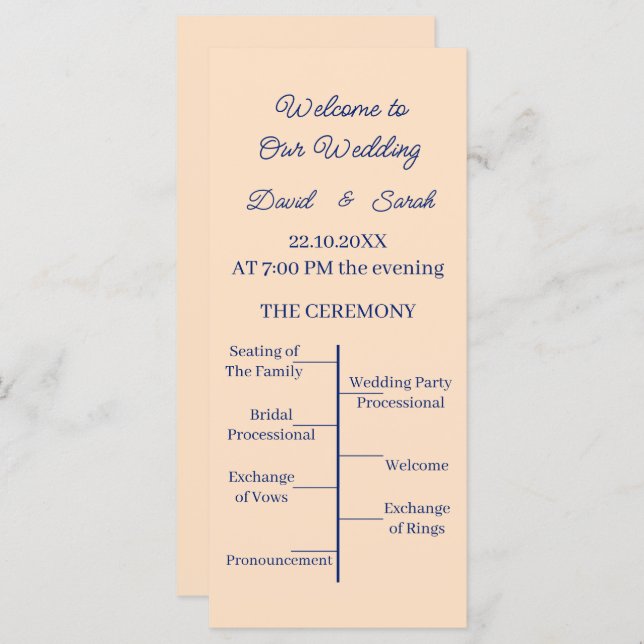 Simple Beige Custom Wedding Program (Front/Back)