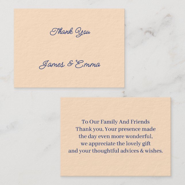Simple Beige Customised Wedding Thank You Card (Front/Back)