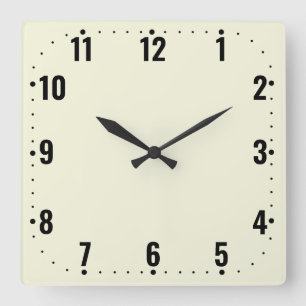 Simple Beige Face With Numbers - Frameless Square Wall Clock