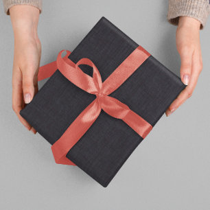 Simple Beige Linen Black Texture Wrapping Paper