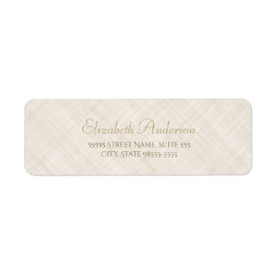 Simple Beige Linen Pattern Elegant Gold Script