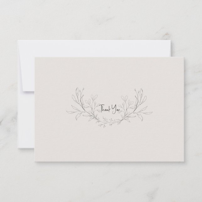 Simple Beige Modern Blank Wedding Thank You Card (Front)