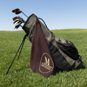 Simple Beige Monogram Golf Towel